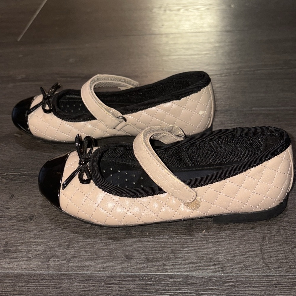 Geox Girls Pile Respira Quilted Mary Jane Flats Size 30 EU/ 12 US Tan/Black - Picture 7 of 12